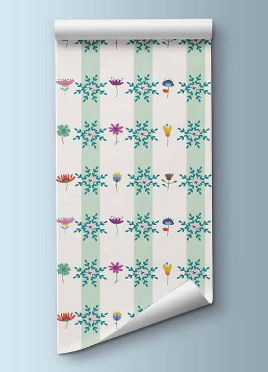 Papel de Parede Infantil - Flores do Chalé