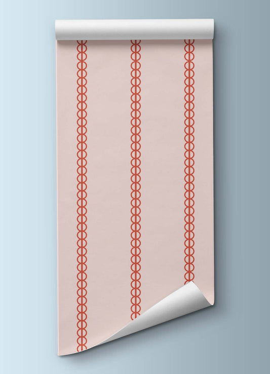 Papel de Parede Infantil - Listradinho Vermelho Ornamento