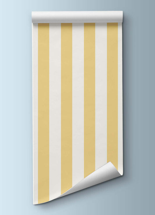 Papel de Parede Infantil - Listrado Largo Regular Amarelo Radiante