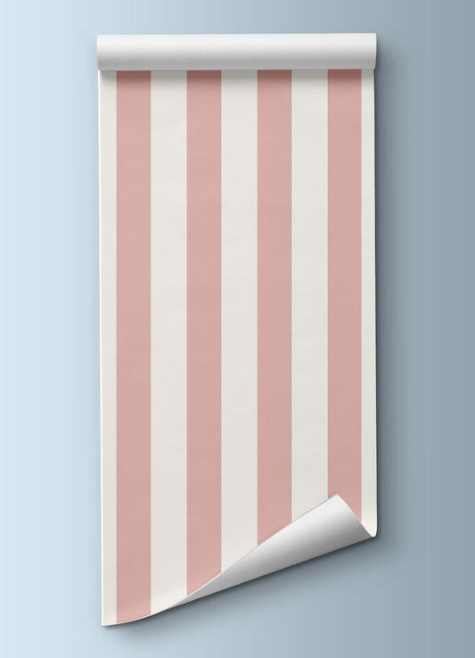 Papel de Parede Infantil - Listrado Largo Regular Rosa Doçura