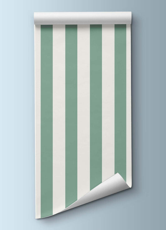 Papel de Parede Infantil - Listrado Largo Regular Verde Bosque