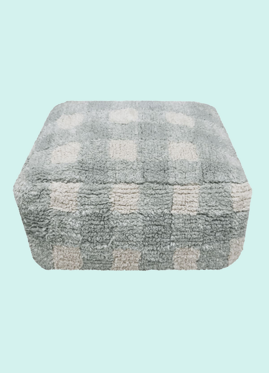 Pufe Lorena Canals - Vichy Azul Sálvia 40 x 40 x 20 cm