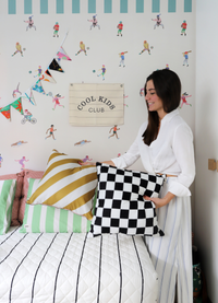 Almofada com Relotê - Xadrez P&B