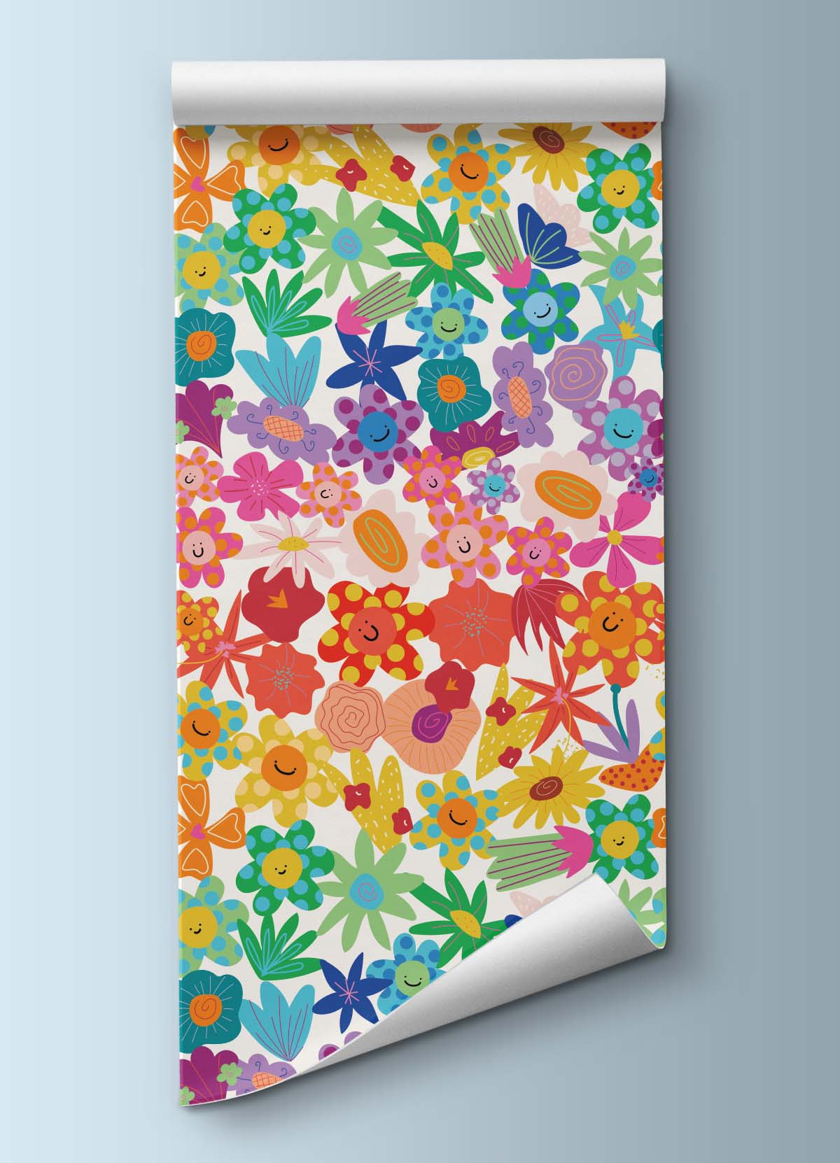 Papel de Parede Infantil - Arco-íris Floral