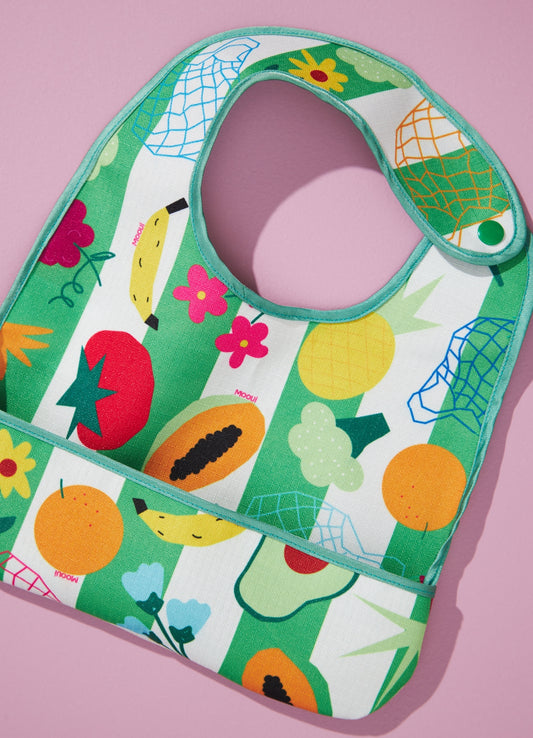 Babador Impermeável - Frutas e Legumes Verde