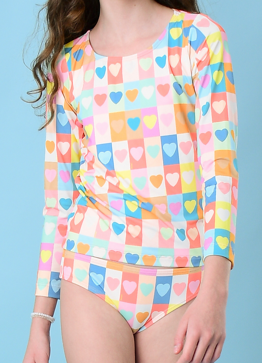 Biquíni Manga Longa - Coração Emoldurado