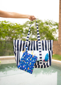 Bolsa de Praia Grande - Listrado Azul