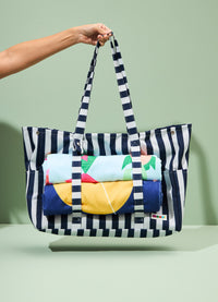 Bolsa de Praia Grande - Listrado Azul