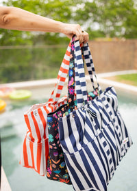 Bolsa de Praia Grande - Listrado Azul