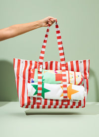 Bolsa de Praia Grande - Listrado Vermelho