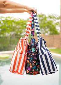 Bolsa de Praia Grande - Listrado Vermelho