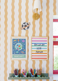 Papel de Parede Infantil - Listrado Ondas Solar