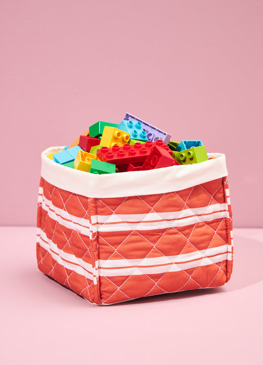 Caixa Organizadora Média - Listrado Carmim