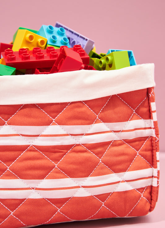 Caixa Organizadora Média - Listrado Carmim