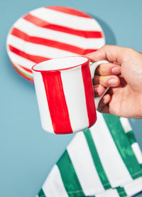 Caneca de Porcelana - Listrado Vermelho