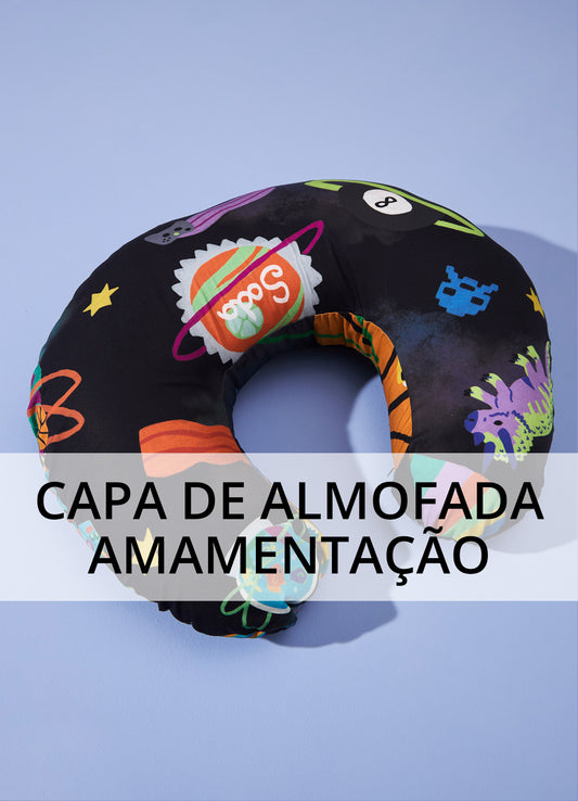 Capa de Almofada Amamentação -Aventura Cósmica Preto