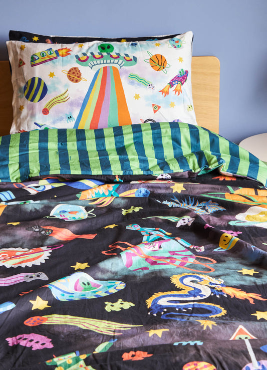 Capa de Edredom Infantil - Aventura Cósmica Preto