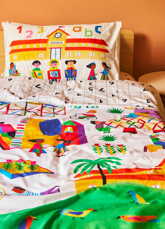 Capa de Edredom Infantil - Ir à Escola