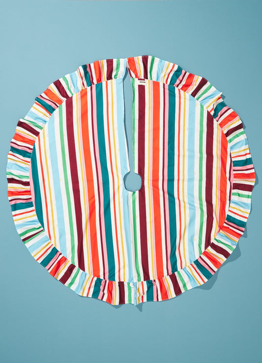 Cobre Pé de Árvore de Natal com Babado - Listradinho de Natal