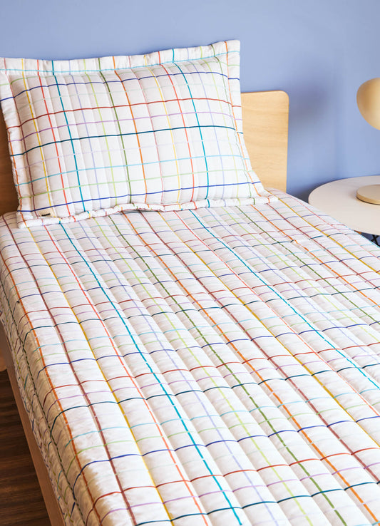 Jogo de Colcha Elástico - Grid Ondinhas