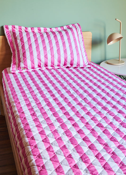 Jogo de Colcha Elástico - Listrado Azaleia