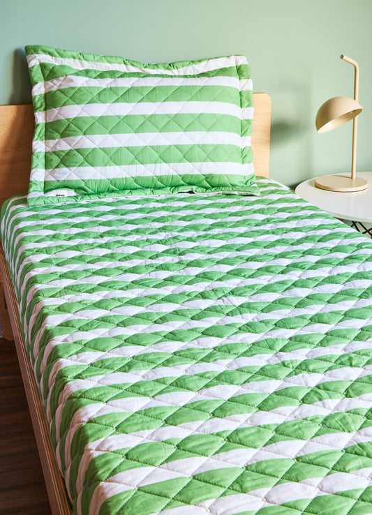 Jogo de Colcha Elástico - Listrado Campo