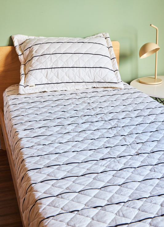 Jogo de Colcha Elástico - Listrado Onyx