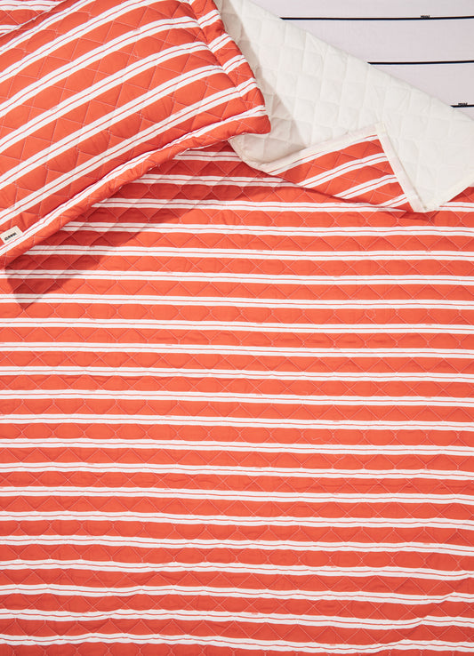 Jogo de Colcha - Listrado Carmim