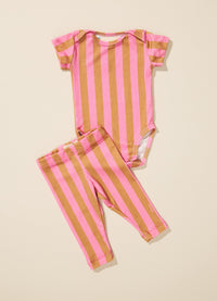 Conjunto Body Manga Curta - Listrado Flor de Cacau