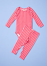 Conjunto Body Manga Longa - Listrado Framboesa