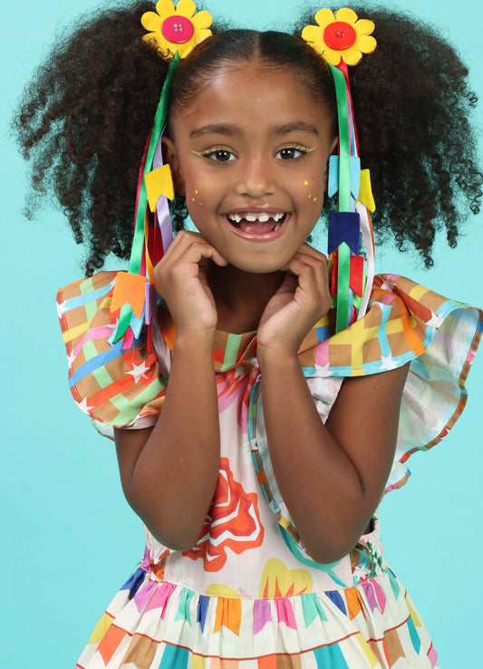 Enfeite de Cabelo de Festa Junina - Flor de Botão