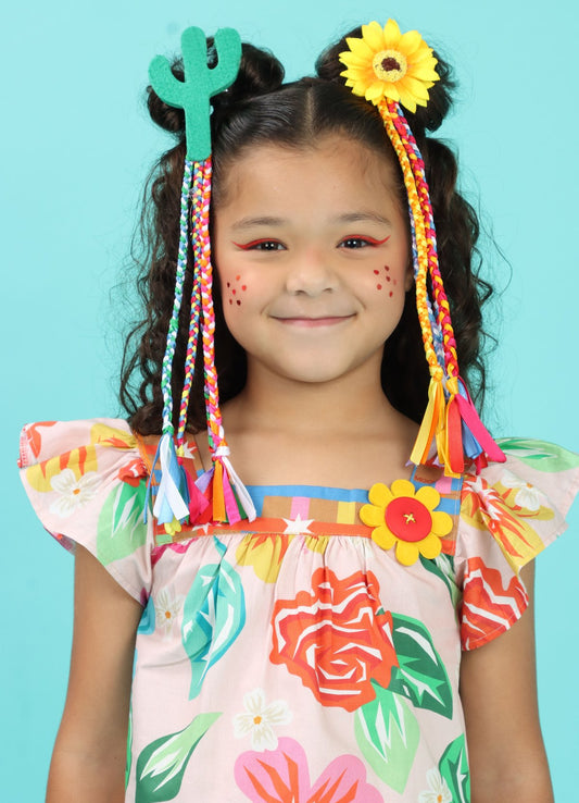 Enfeite de Cabelo de Festa Junina - Cacto e Girassol