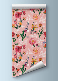 Papel de Parede Infantil - Floral Rosa Nathalie Lété