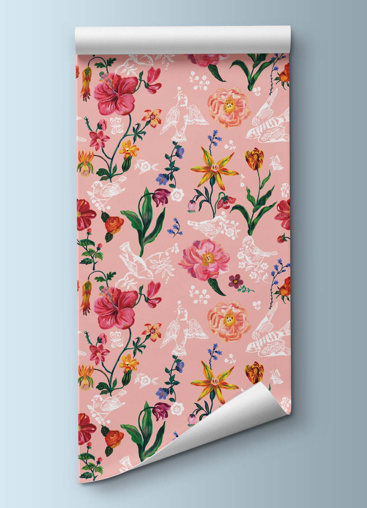 Papel de Parede Infantil - Floral Rosa Nathalie Lété