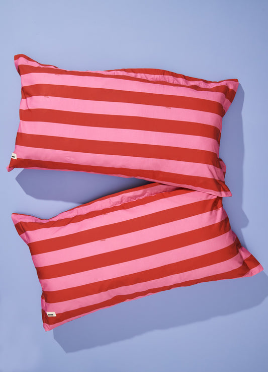 Fronha King - Listrado Framboesa