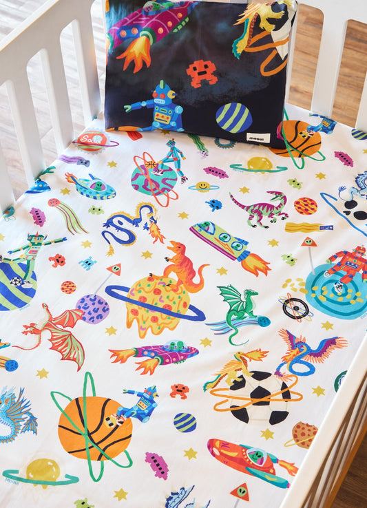 Jogo de Cama Berço Duo - Aventura Cósmica Preto