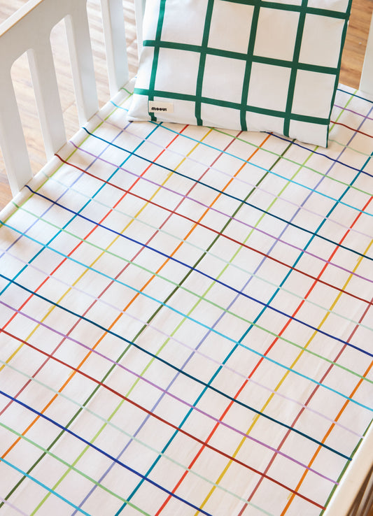 Jogo de Cama Berço Duo -  Grid Ondinhas Verde