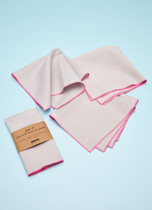 Jogo de Guardanapo de Linho - Cinza