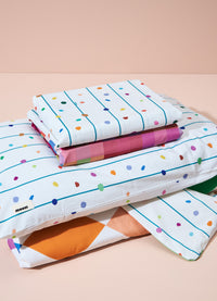 Kit Cama Completo Solteiro - Listrado Bolinhas
