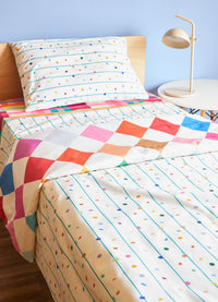 Kit Cama Completo Solteiro - Listrado Bolinhas