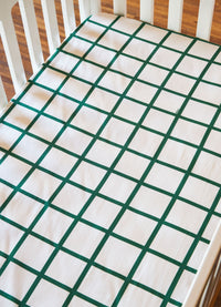 Lençol de Elástico Infantil - Grid Ondinhas Verde