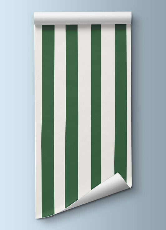 Papel de Parede Infantil - Listrado Largo Irregular Verde Pinheiro