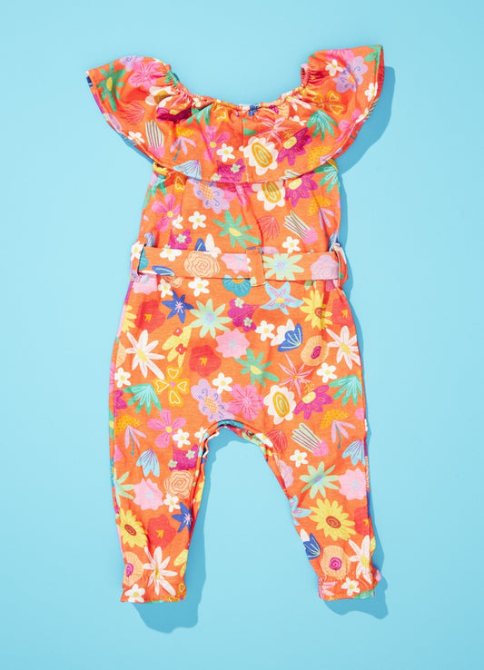 Macacão Bebê com Babado - Flores do Mar