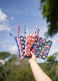 Necessaire 2 Bolsos - Xadrez Jardim