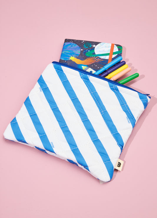 Necessaire Matelassada - Listrado Anil