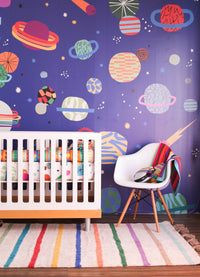 Papel de Parede Infantil Cosmos Azul - Painel