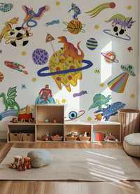 Papel de Parede Infantil Aventura Cósmica Off - Painel