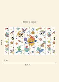 Papel de Parede Infantil Aventura Cósmica Off - Painel