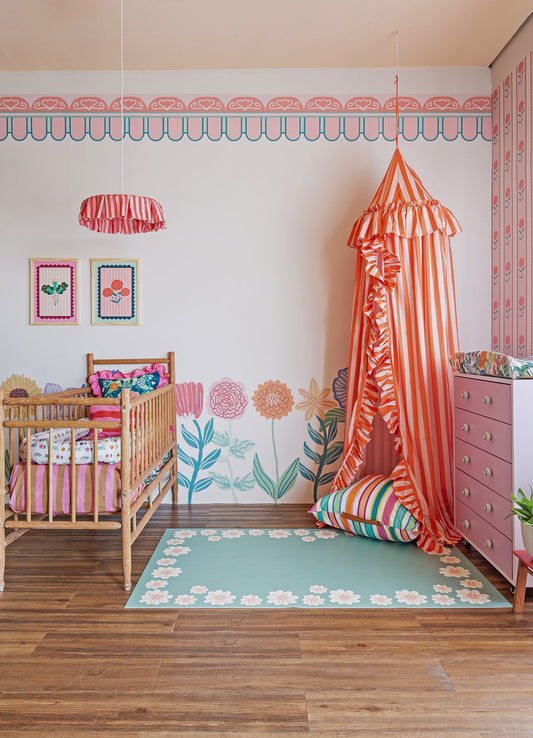 Papel de Parede Infantil Quintal Florido - Painel