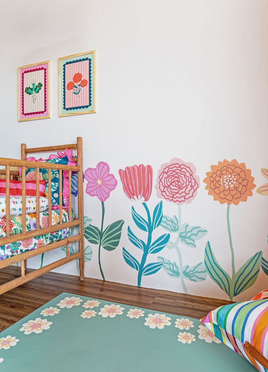 Papel de Parede Infantil Quintal Florido - Painel